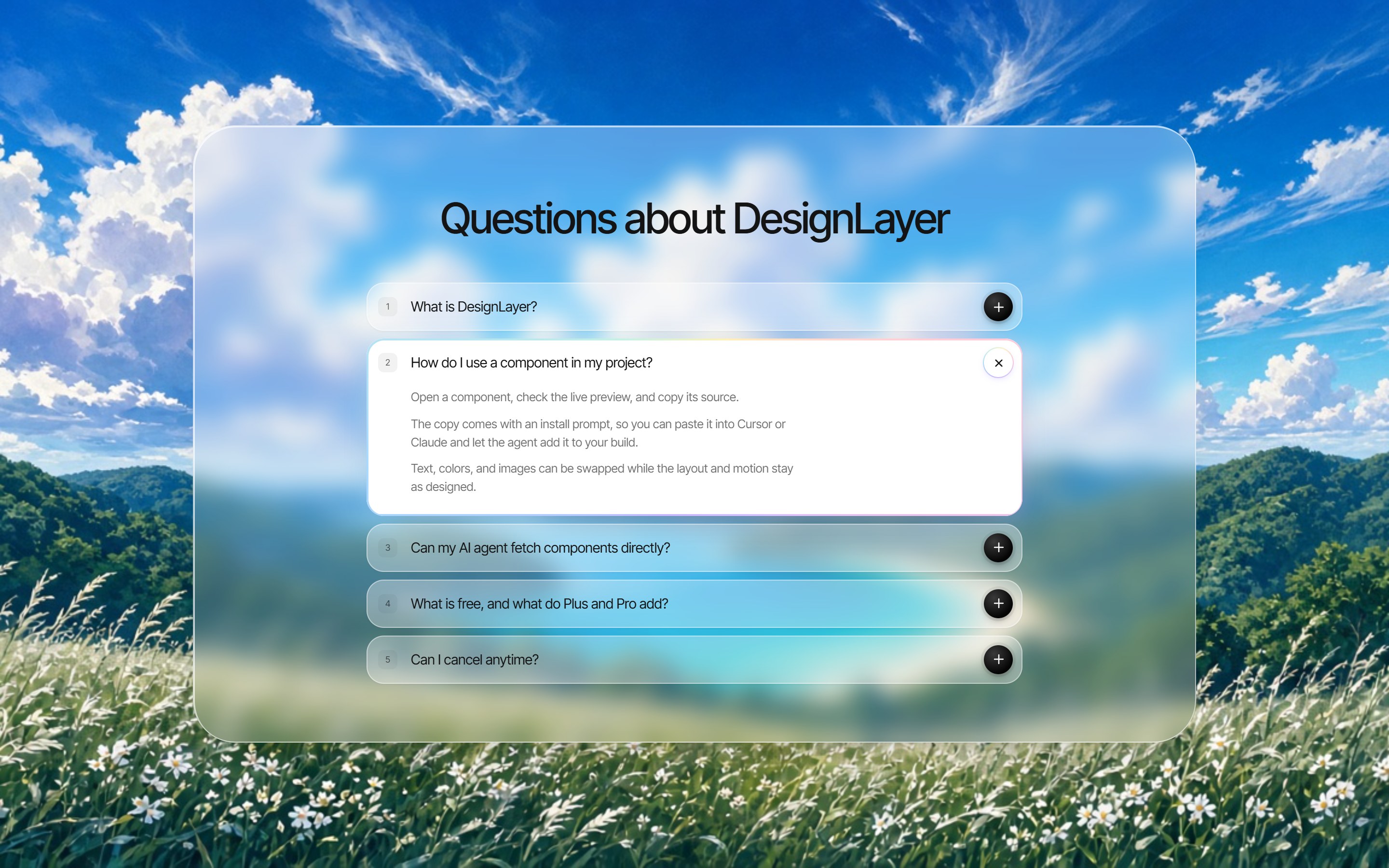 Numbered FAQ Panel React component