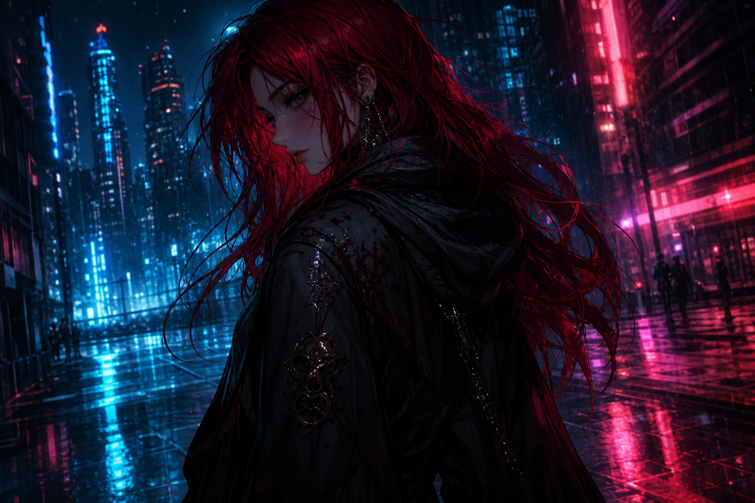 Neon city night illustration