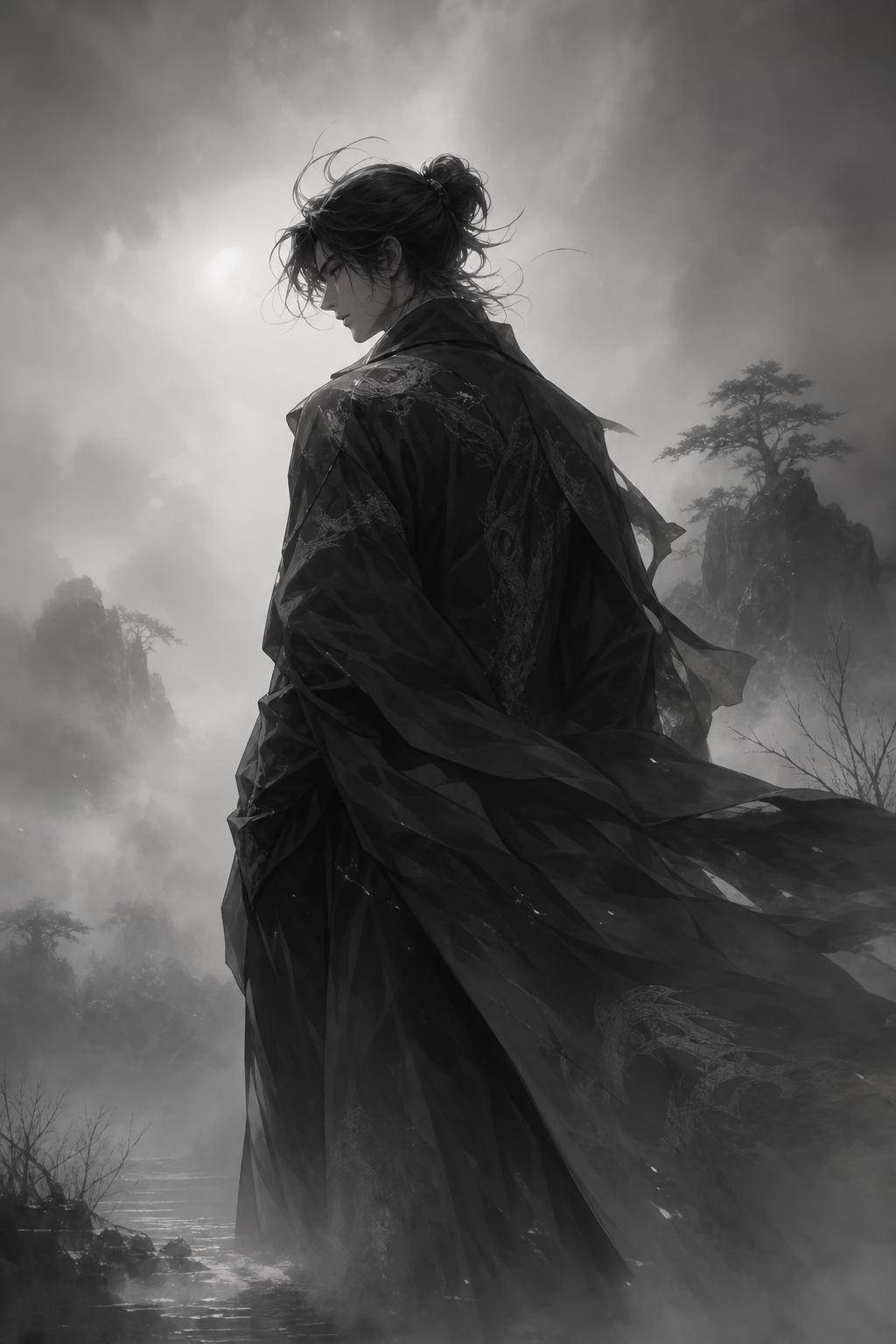 Figure in mist illustration