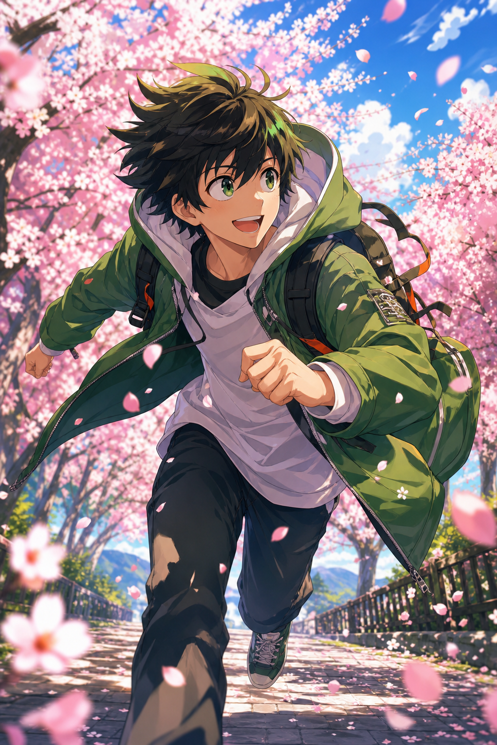Cherry blossom character illustration